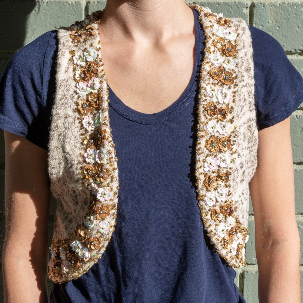 Moth Cropped Jeweled Vestlette